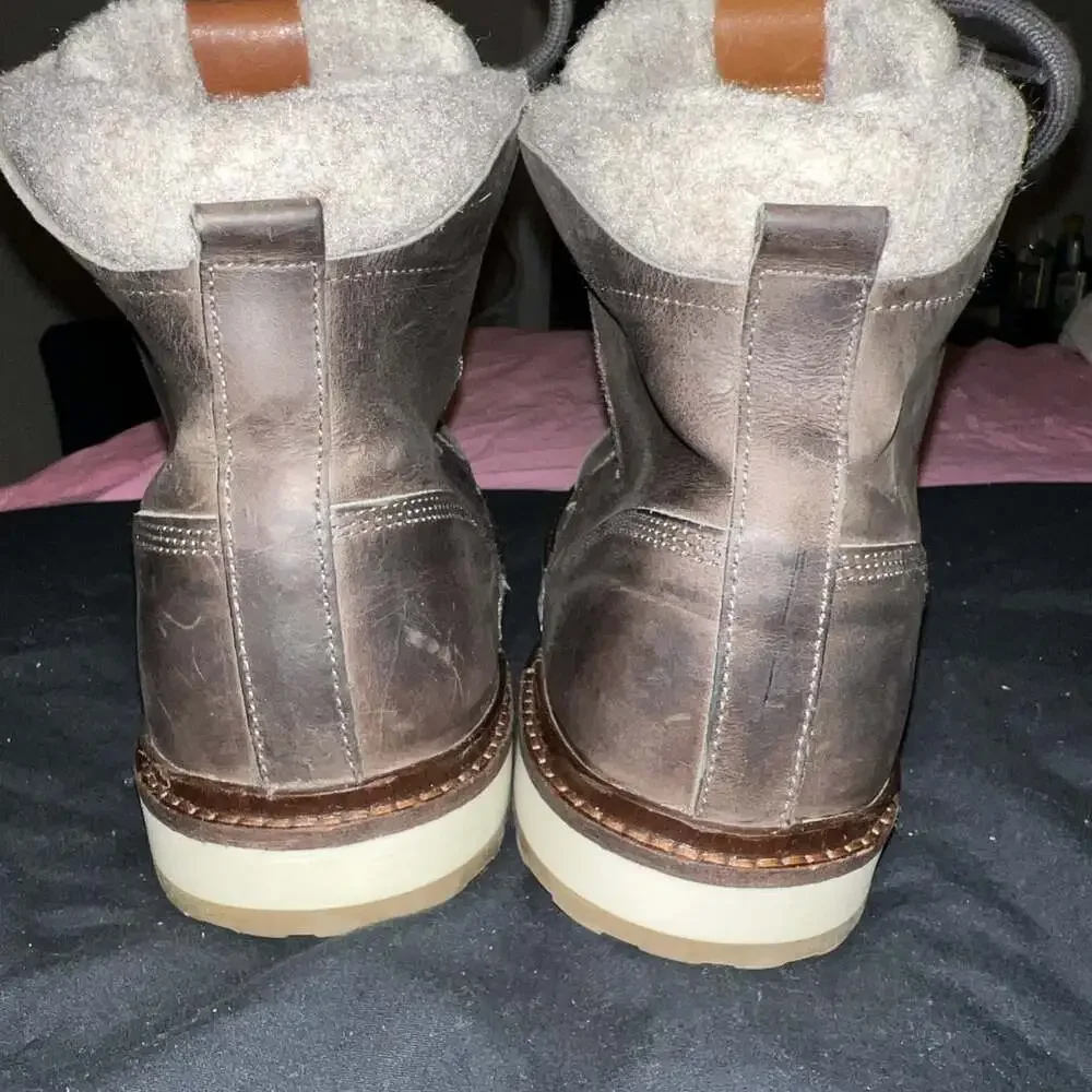 Aldo Leather Boots Mens 10.5 Brown Zip Up & Tie Casual Fall Warm Insulated